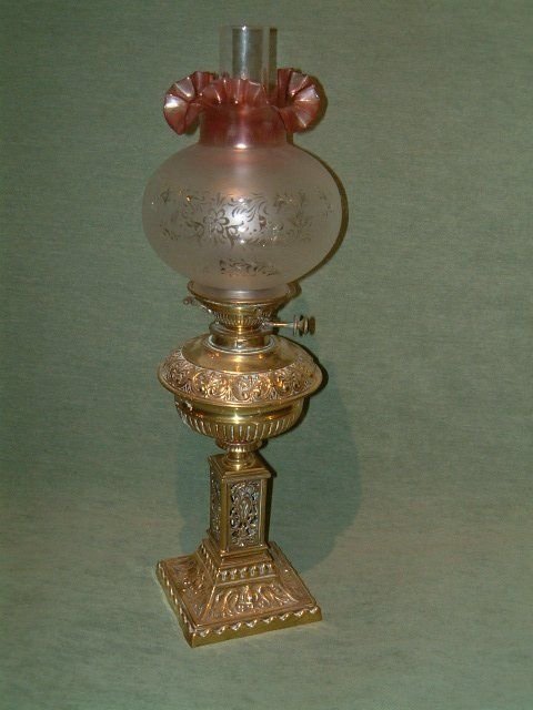 victorian brass oil lamp