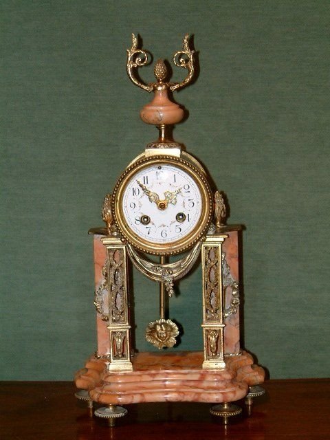 sienna marble ormolu mantle clock edwardian