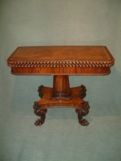 superb irish mahogany georgian fold over pedestal tea table with rosewood crossbanding brass inlay