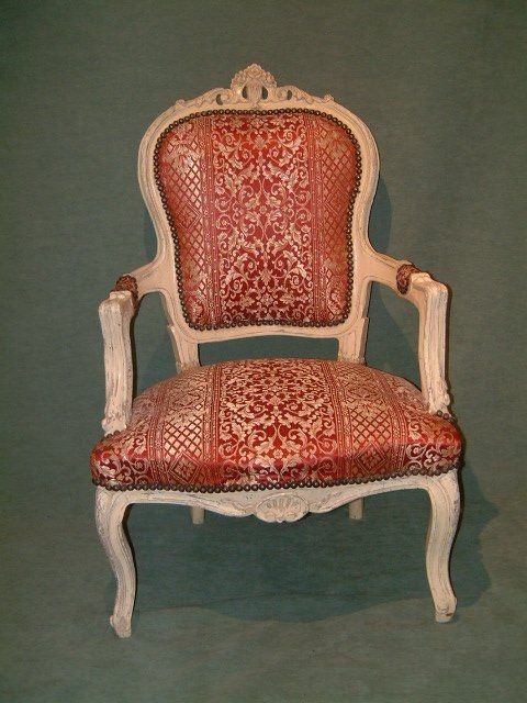 pair of early 20th century cream painted salon chairs