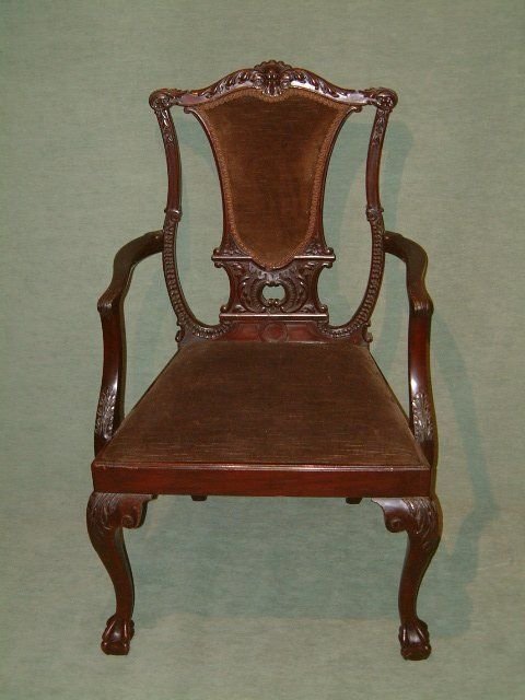 set of 8 mahogany victorian dining chairs with carved decoration