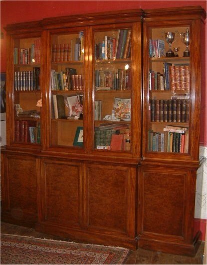 superb quality mahogany breakfront library bookcase by edwards roberts 19thc