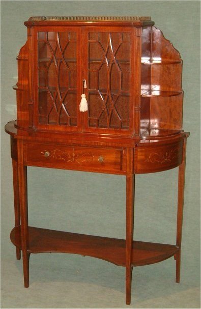 edwardian sheraton revival inlaid mahogany display cabinet maple co