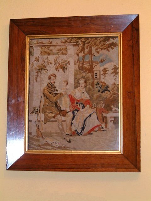 victorian tapestry in rosewood frame