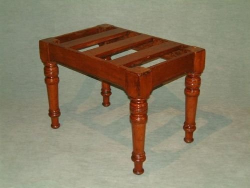victorian mahogany luggage stand on ring turned tapering legs