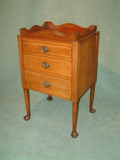 edwardian mahogany tray top bedside chest table