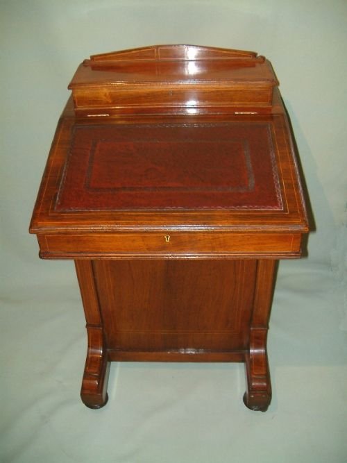 victorian rosewood boxwood inlaid davenport desk