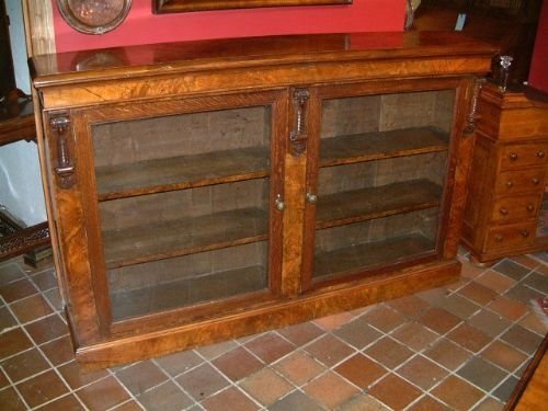 victorian burr walnut oak bookcase