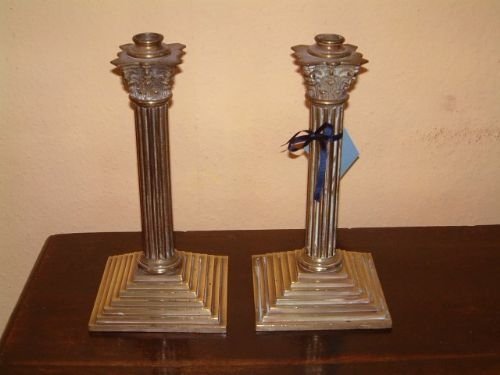 pair of victorian brass corinthian candle sticks