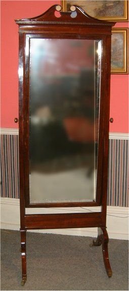 edwardian mahogany cheval dressing mirror with bevelled mirror plate by maple co