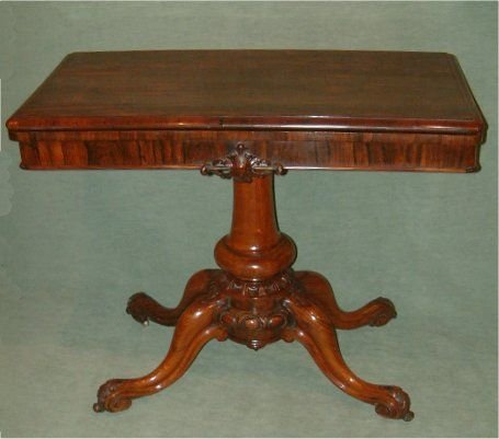 victorian rosewood pedestal fold over card table