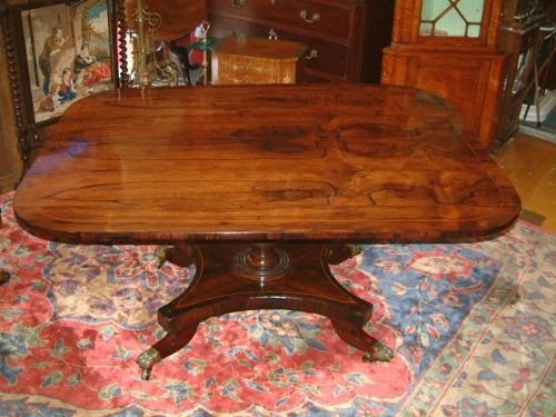 regency period rosewood inlaid breakfast table of good size proportions