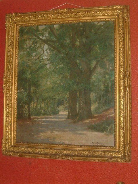 alfred paumier woodland walksigned oil on canvas 19thc