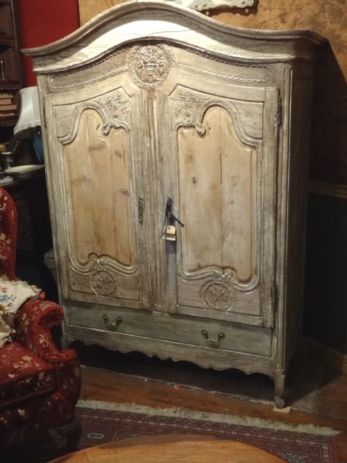 early 19thc french oak limed armoire
