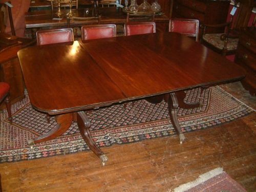 william 1vth double pedestal mahogany dining table with original leaf