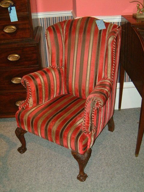 19th century wing chair with ball claw feet