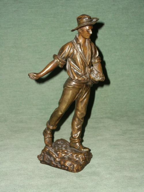 19th century bronze figure of a peasant sowing signed bastiane with bronze garanti stamp