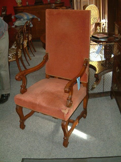 19th century carved walnut armchair
