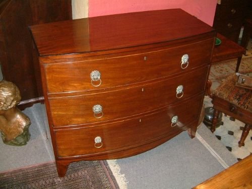 regency period bow front chest of drawers