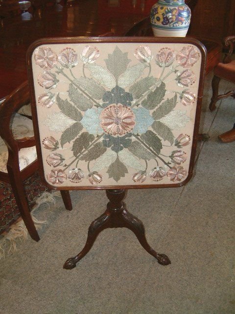 19th century mahogany pedestal table with original woolwork top