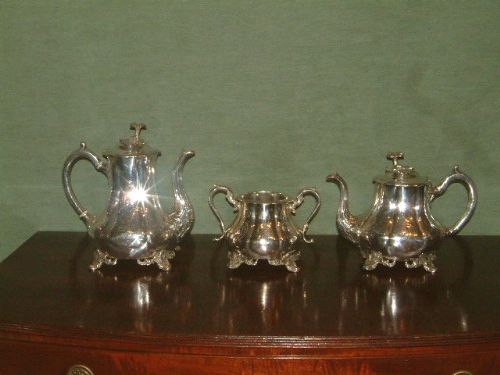 19th century silver plated 3 piece tea coffee service