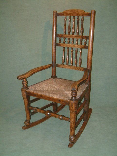 19th century oak elm ladder back rocking chair