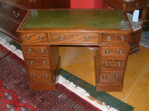 small 19th century mahogany pedestal desk