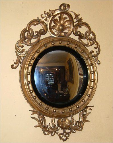 giltwood carved 19thc convex mirror
