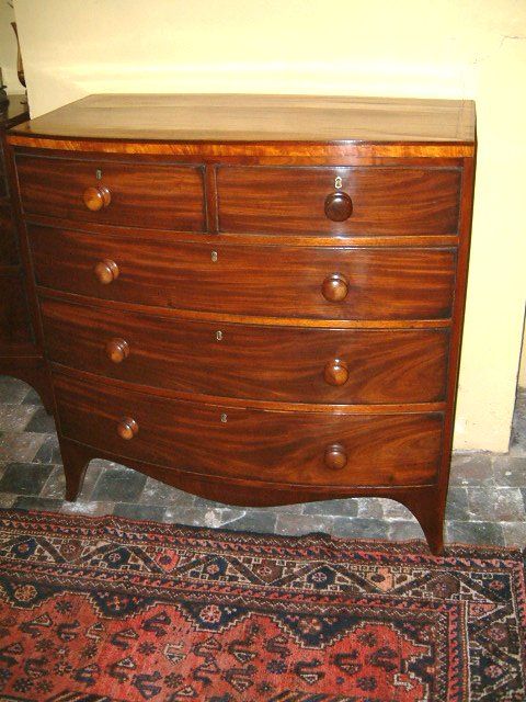 regency period mahogany bowfront chest of drawers