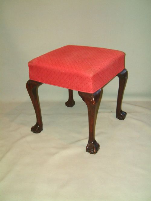 edwardian mahogany upholstered stool the cabriol legs with ball claw feet