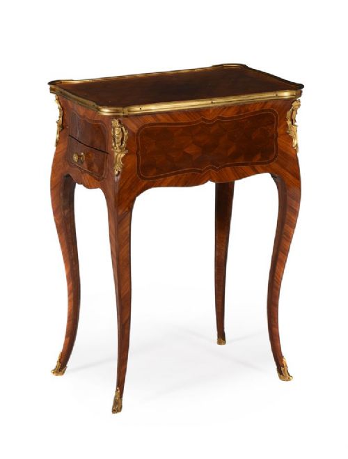 french kingwood parquetry inlaid gilt metal mounted writing table c1870
