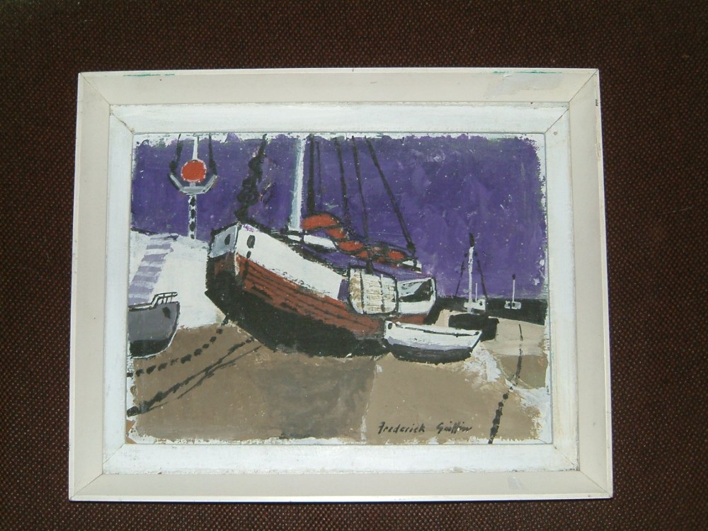frederick griffin oil on board boats instow devonc1959