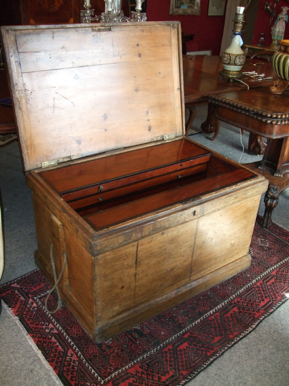 victorian mahogany pine cabinet makers chest with vast selection of woodworking tools at least 165