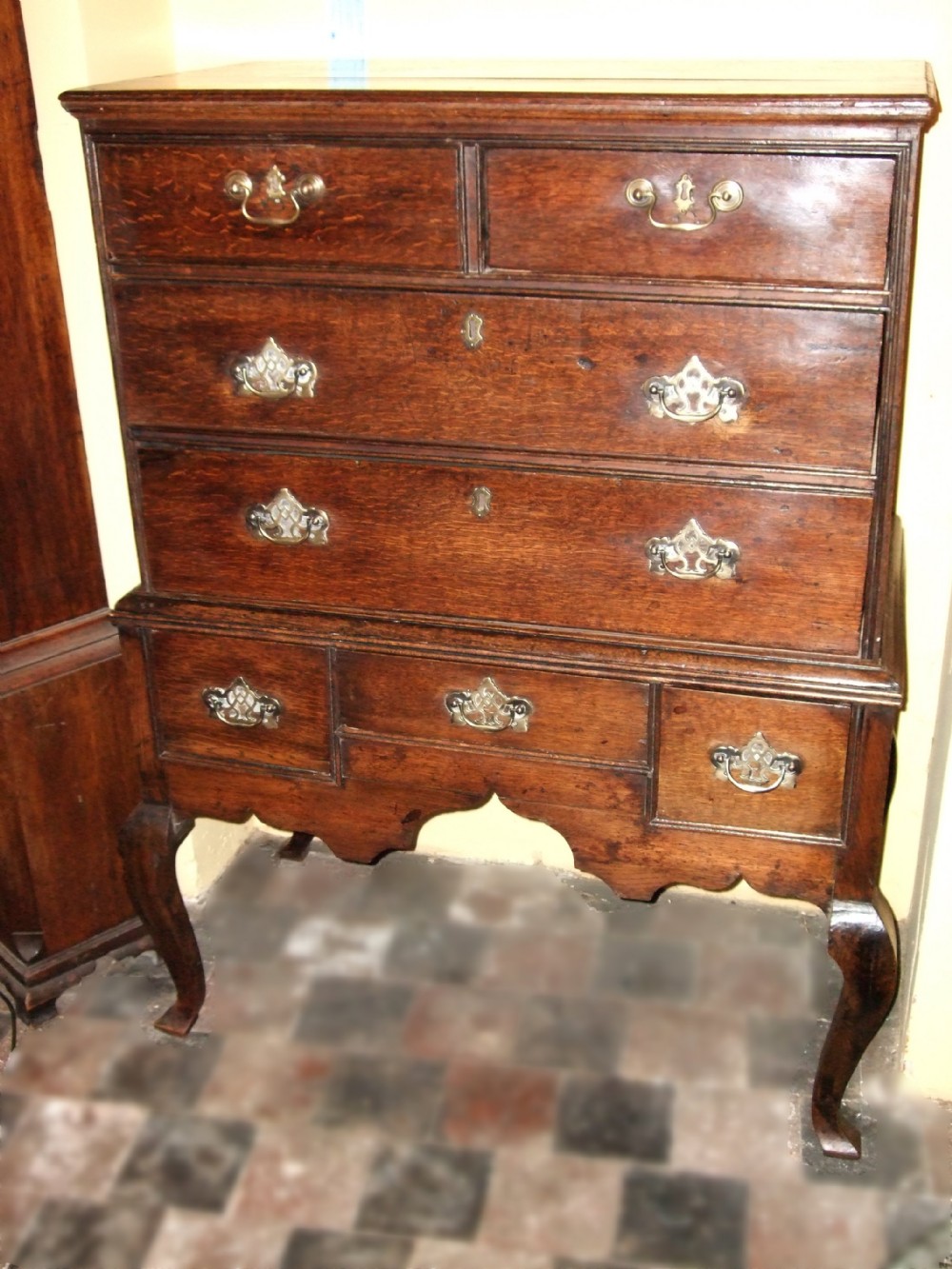 early 18th century oak chest on stand