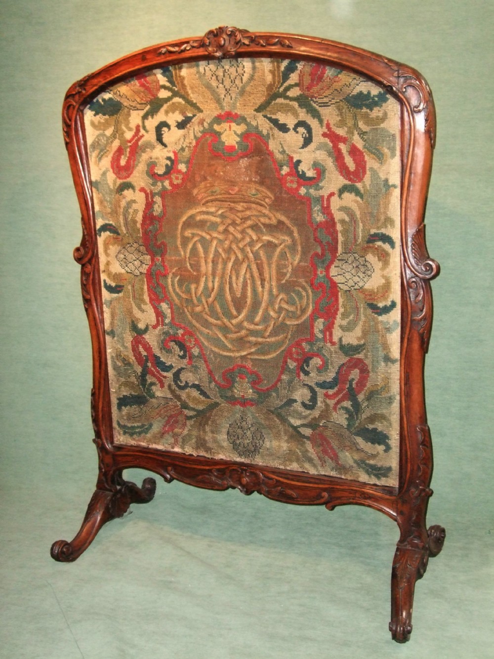 19thc carved walnut baronial tapestry screen