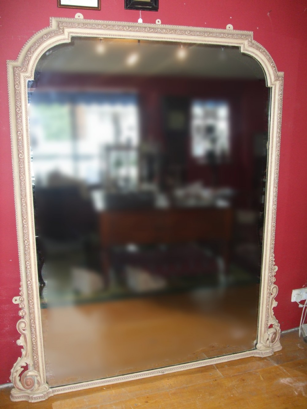 large victorian mirror with painted decoration