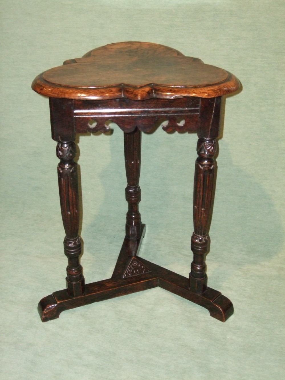 victorian elizabethan style oak trefoil table with earlier elements