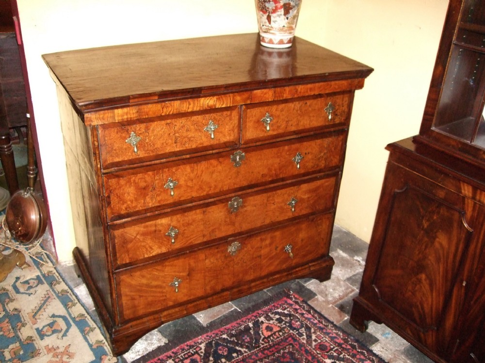 nice small queen anne period elm oak 2 part chest of drawers c1700
