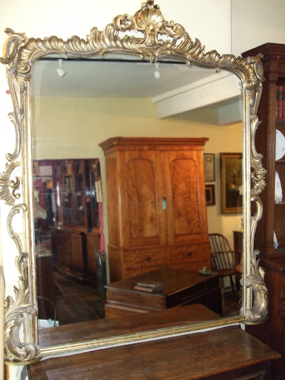 large victorian giltwood carved wall mirror