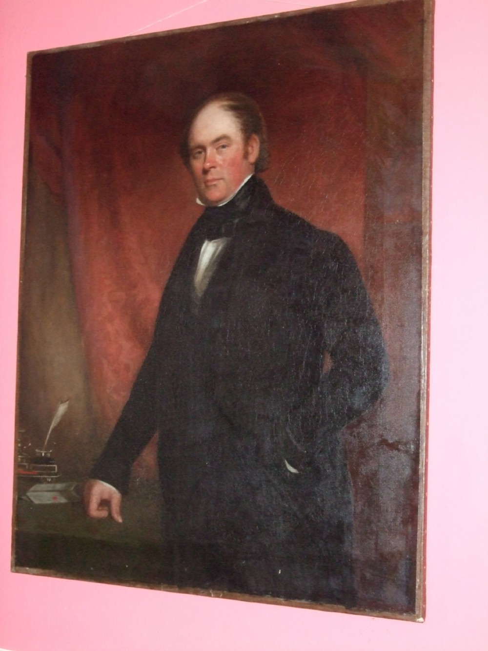 large 19thc portrait of a gentleman oil on canvas