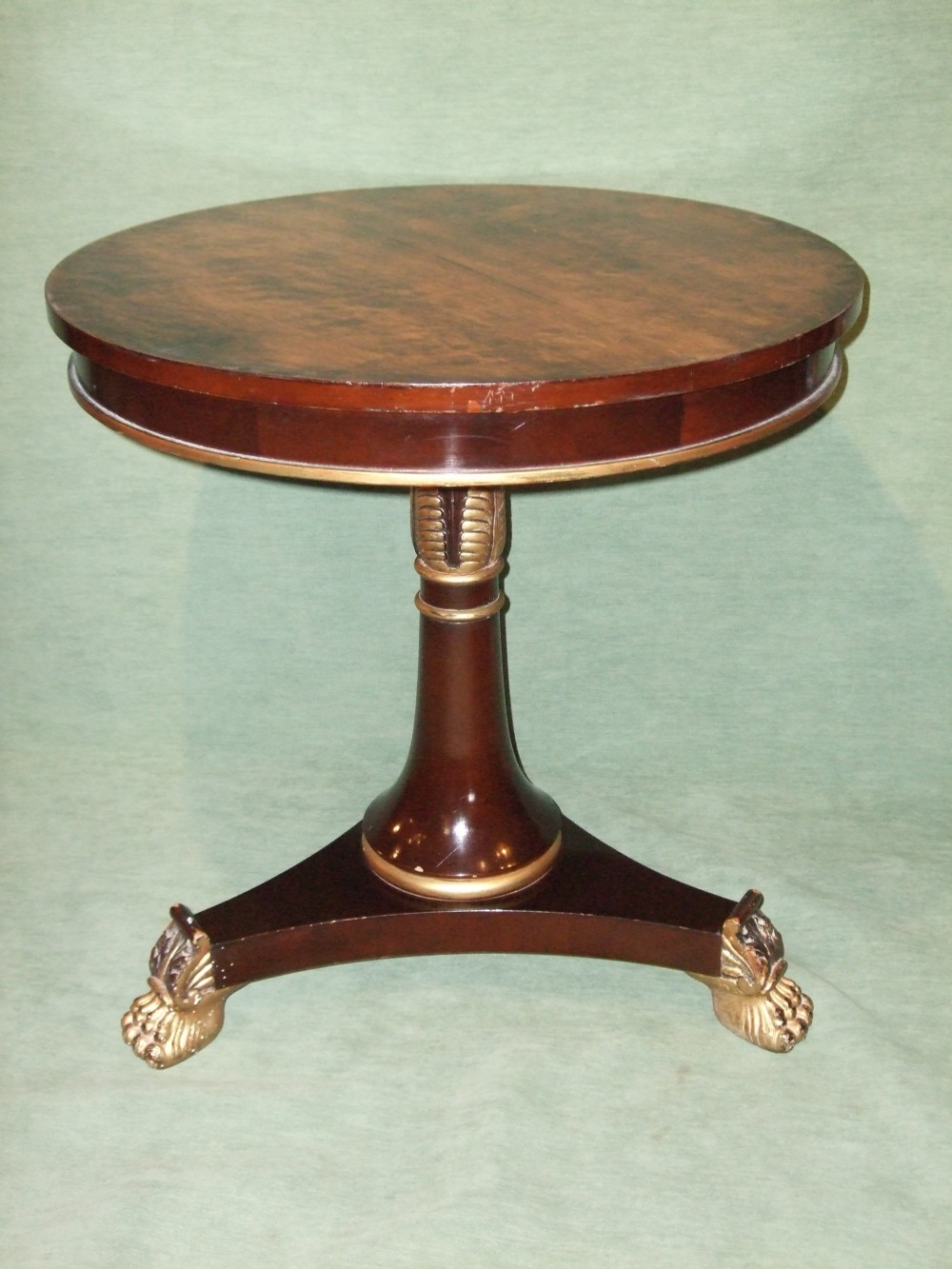 good quality vintage empire style occasional table with parcel gilding