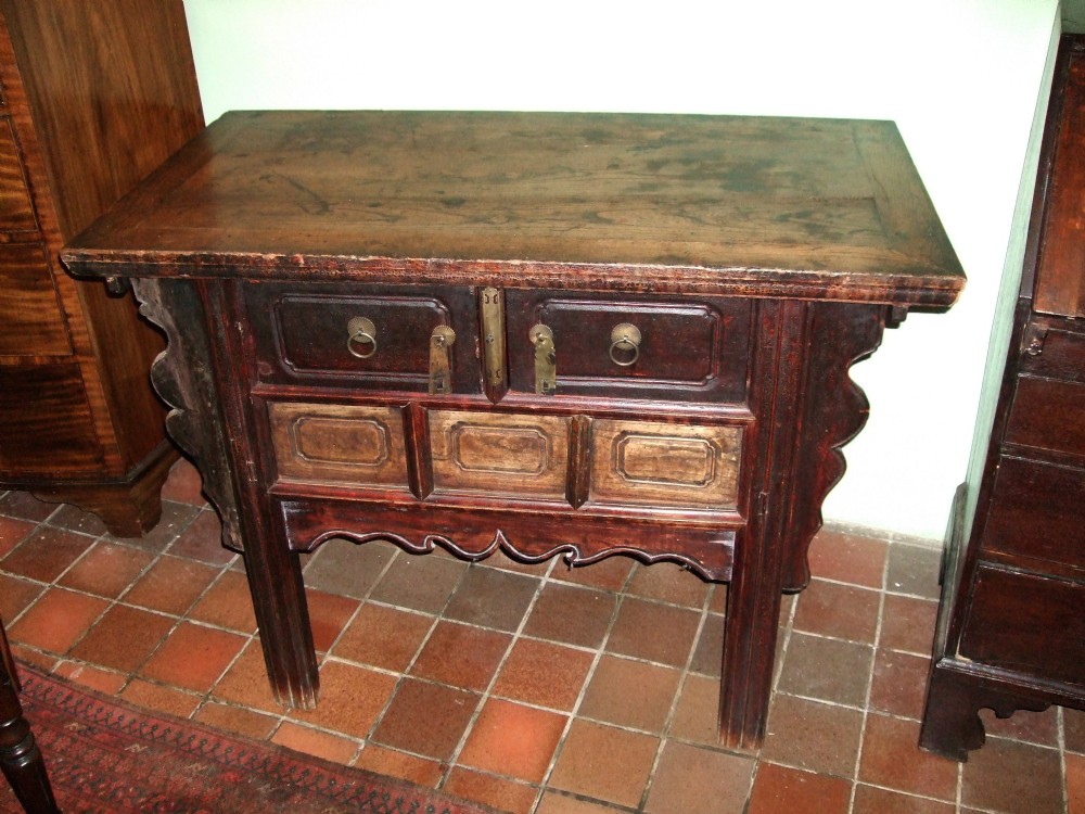 19thc chinese elm side cabinet