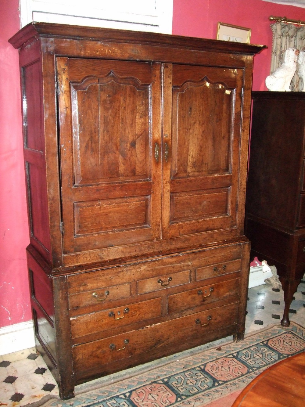 george 3rd oak linen press wardrobe