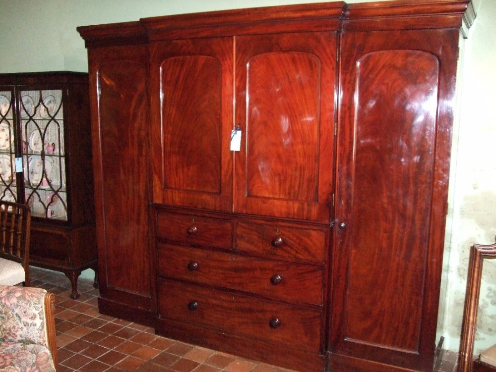 victorian mahogany triple wardrobe
