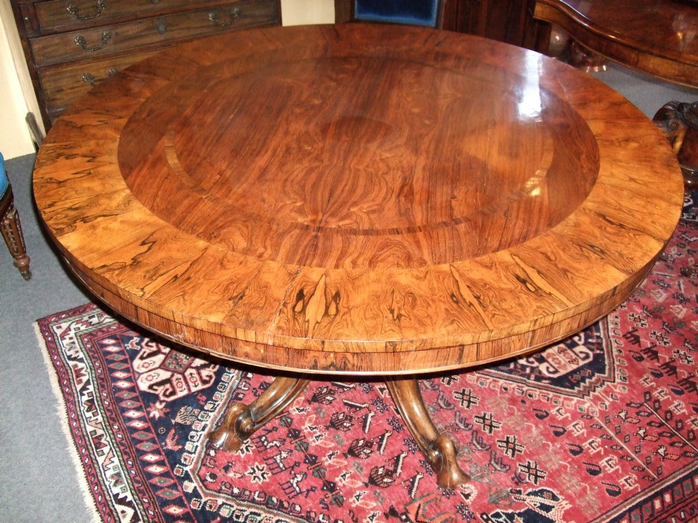 superb 19thc rosewood tilt top dining table