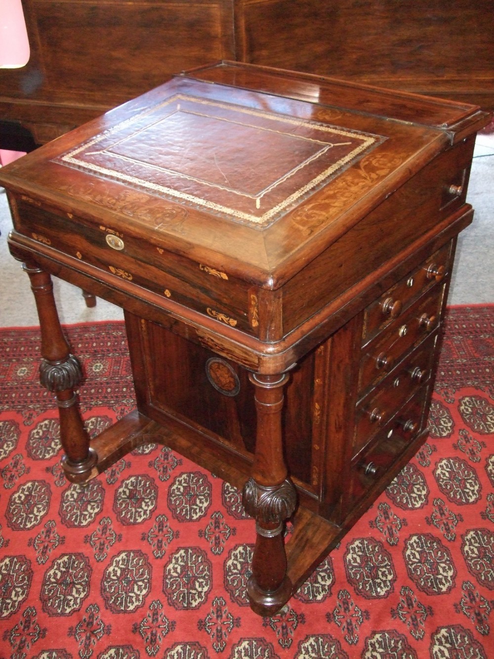 victorian rosewood inlaid davenport desk