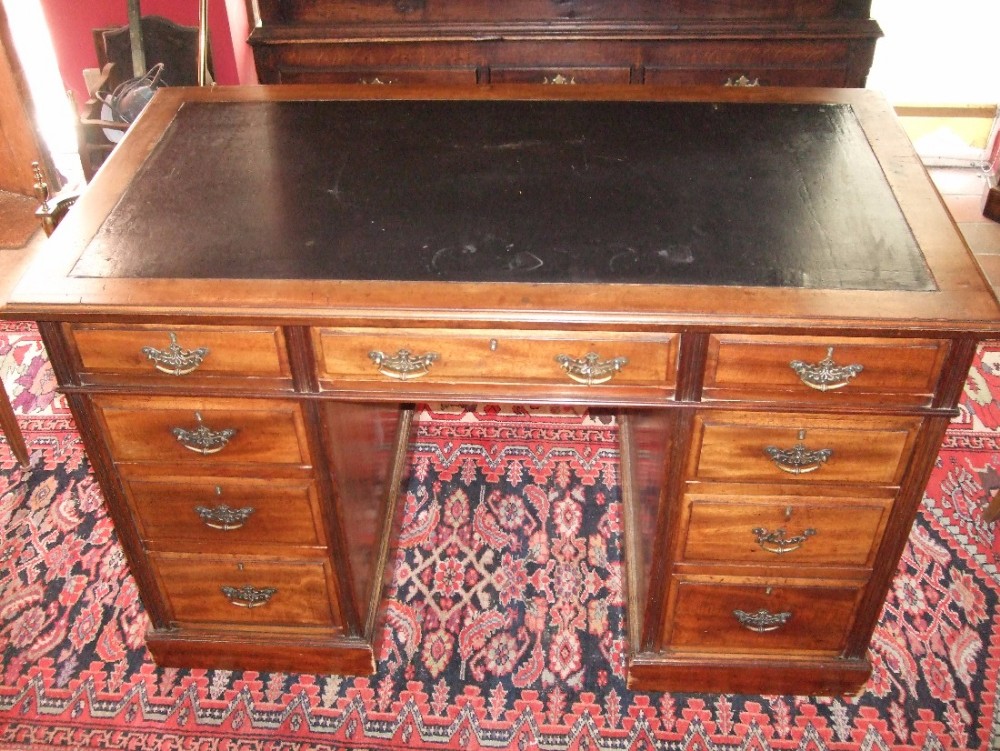 edwardian mahogany pedestal desk stamped jas shoolbred co