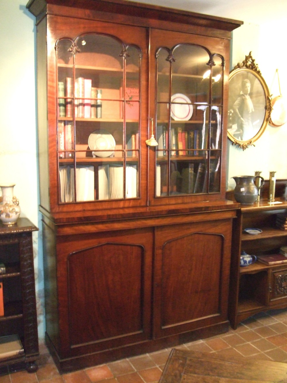 victorian mahogany bookcase cupboard