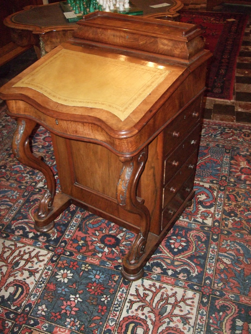 victorian walnut davenport desk with fitted interior penstationary compartment