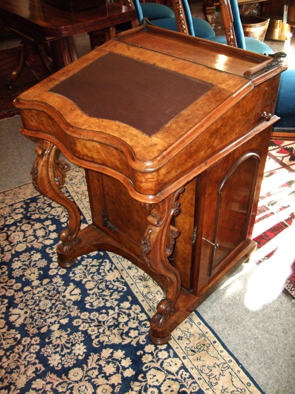 victorian burr walnut davenport writing desk